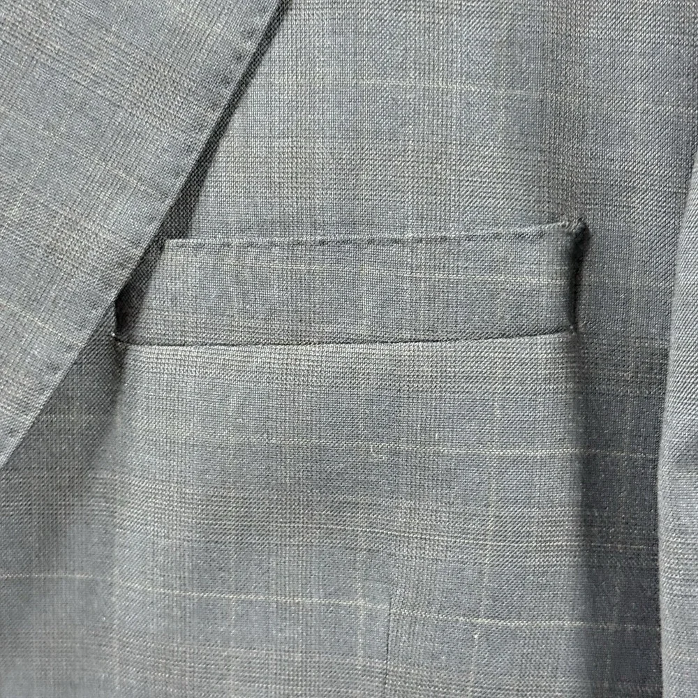 Jos A Bank Signature Gold Gordon 46R Navy 100% Wool Windowpane Sport Coat